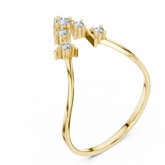 Chevron Crown Ring With Brilliant Round Lab Diamond