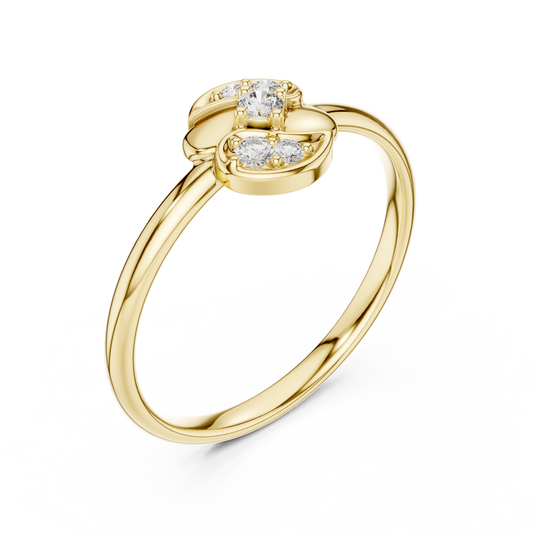 Sculpted Petal Round Cut Moissanite Diamond Cluster Engagement Ring