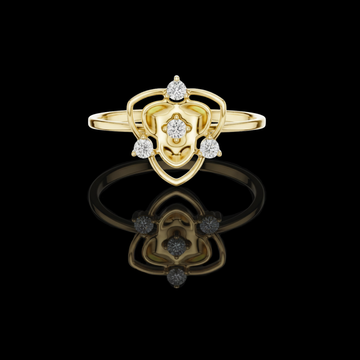 0.08 TCW Shield Bloom Ring with Sculpted Floral and Brilliant Round Moissanite Diamond Accents