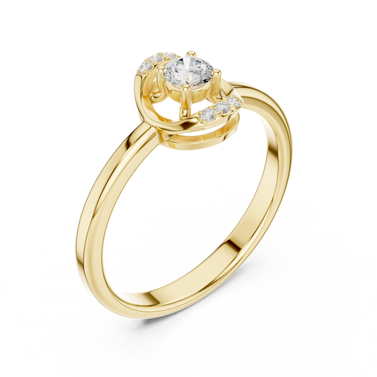 Floating Halo Round Cut Moissanite Diamond Engagement Ring