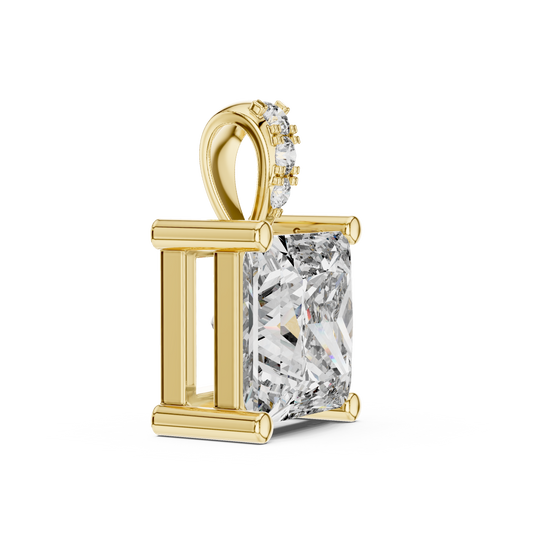 Princess Cut Solitaire Pendant with Center Lab Diamond and Encrusted Bale