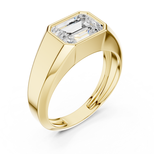 1.8 TCW Timeless Regal Emerald Cut Lab Grown Diamond Signet Ring with a Bold Architectural Silhouette