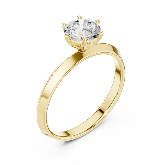 1.00 TCW Solitaire Ring with a Brilliant Round Cut Moissanite Diamond in a Six Prong Classic Setting