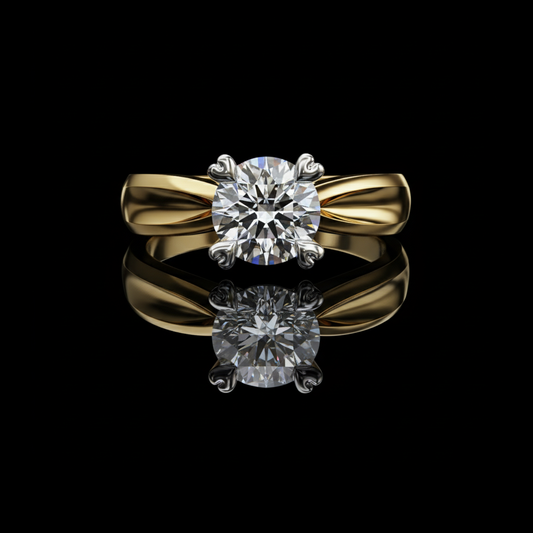 Antique Design Round Cut Moissanite Diamond Heart Shape Prong Daily Wear Ring