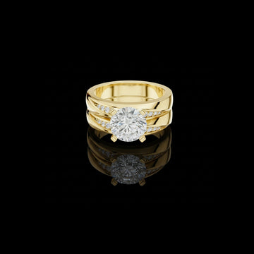 1.50 CT Masterpiece Bridal Wedding Solitaire Lab Diamond Band with Pave Accents Set