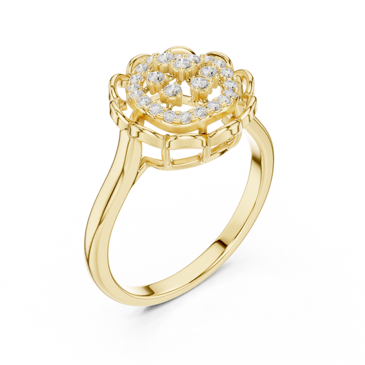 Round Moissanite Diamond Floral Halo Cluster Engagement Ring