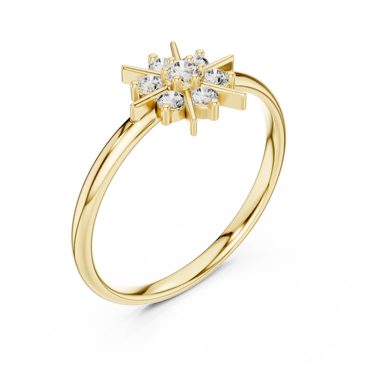 Star Inspired Round Moissanite Diamond Anniversary Ring