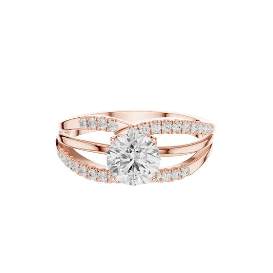 Split Shank Round Brilliant Cut Moissanite Diamond With Pave Band