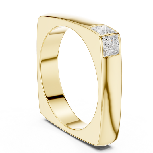 0.7 TCW Regal Edge Contemporary Square Band with Princess Cut Moissanite Diamond