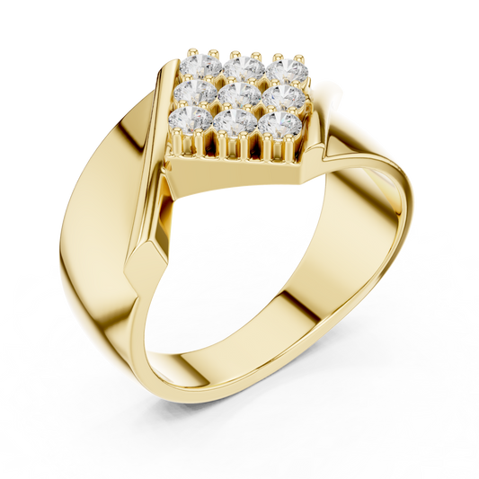 Round Cut Moissanite Diamond Men's Unique Square Top Ring