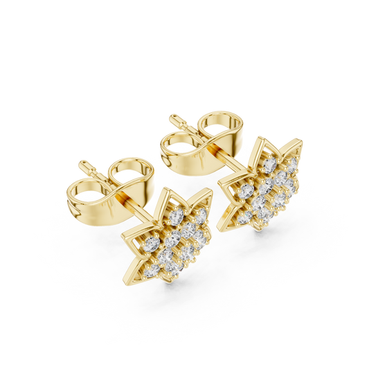 Star Shaped Cluster Stud Earrings with Round Lab Diamonds