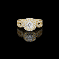 0.68 TCW Exquisite Lab Grown Diamond Halo Ring with Intricate Open Shank Design and Round Center Stone