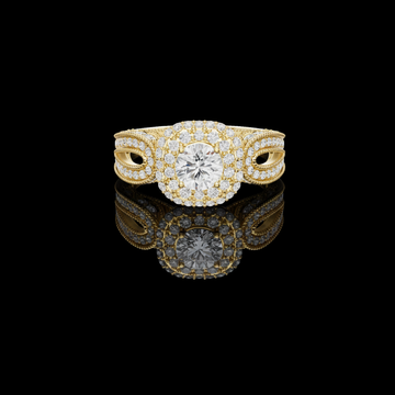 0.68 TCW Exquisite Lab Grown Diamond Halo Ring with Intricate Open Shank Design and Round Center Stone