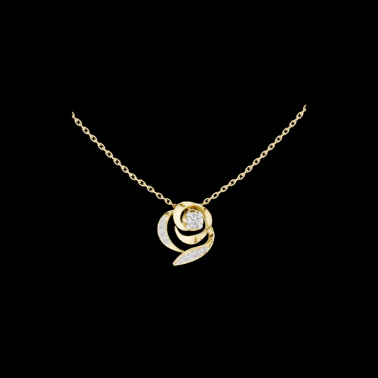 Abstract Swirl Petal Layering Pendant Encrusted with Pavé Lab Diamonds