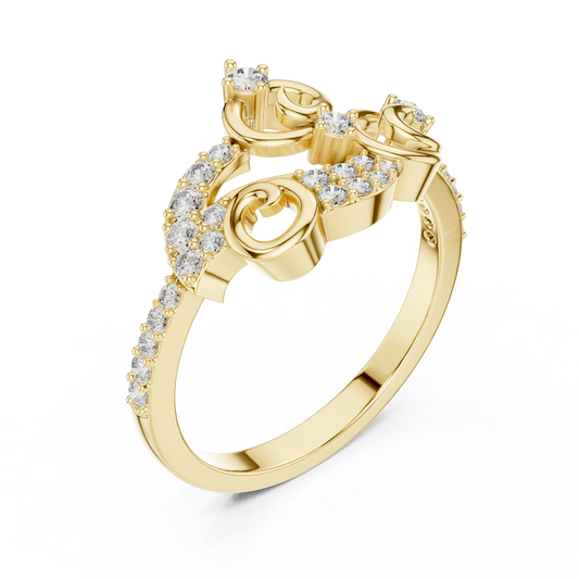 0.30 TCW Ornate Moissanite Diamond Swirl Ring in Lustrous A Poetic Expression of Motion