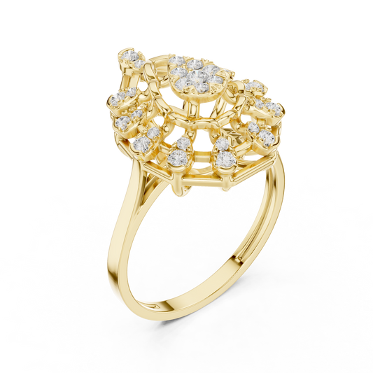Teardrop Royale Shaped Round Cut Moissanite Diamond Ring with Halo Design