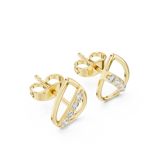 Modern Teardrop Round Lab Diamond Stud Earrings with Brilliant Cut Accents