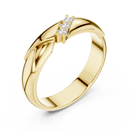 Round Cut Moissanite Diamond Men's Three Stone Diagonal Wedding Band