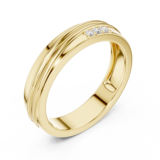 0.037 TCW Trinity Whisper Three Lab Grown Diamond Accent Band with Sculpted and Refined Linear