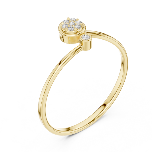 Round Lab Diamond Bezel Set Cluster Anniversary Ring