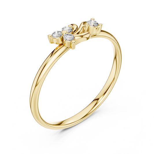 Round Moissanite Diamond Open Twist Cluster Ring