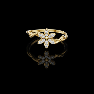 0.013 TCW Radiant Floral Moissanite Round Diamond Ring with Twisted Vine-Inspired Band