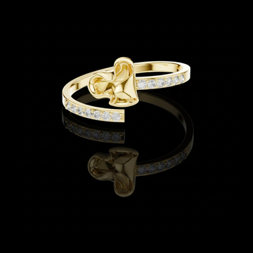0.10 TCW Radiant Ribbon Heart Pave Ring with Sparkling Lab Grown Diamond Accents Elegant Wrap Design Fine Jewelry
