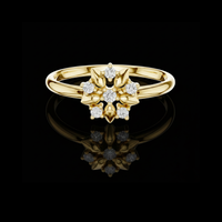 Round Lab Grown Diamond Floral Cluster Delicate Ring