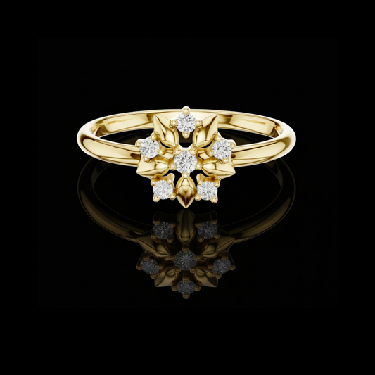Round Moissanite Diamond Floral Cluster Delicate Ring