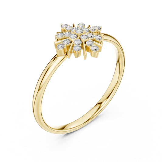 Round Moissanite Diamond Starburst Cluster Statement Ring