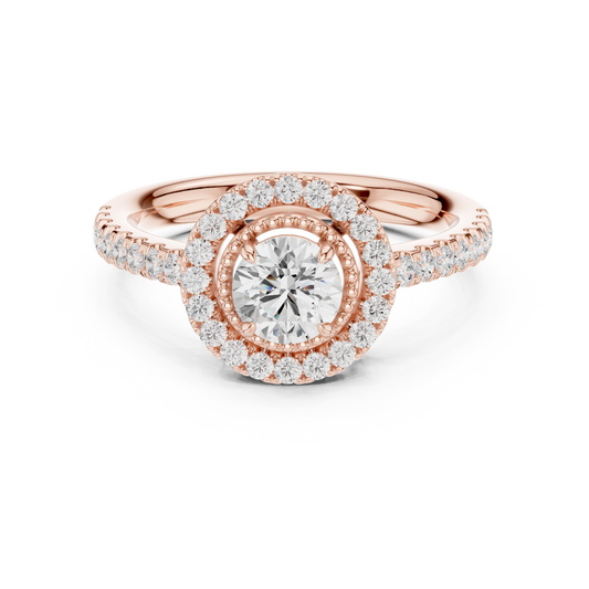Classic Round Halo Moissanite Diamond Ring for Women