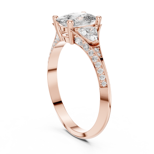 Oval Moissanite Diamond Anniversary Ring With Side stone Pave Band