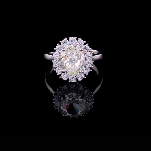Sparkle Oval Cut Halo Cluster Lab Diamond Engagement Ring