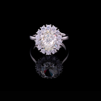 Sparkle Oval Cut Halo Cluster Moissanite Diamond Engagement Ring
