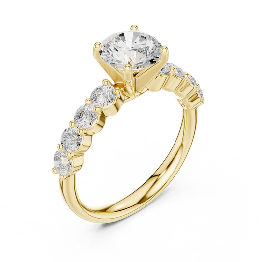 1.25 CT Classic Round Brilliant Moissanite Diamond Ring With Graduated Side Stones Luxury Bridal Jewelry