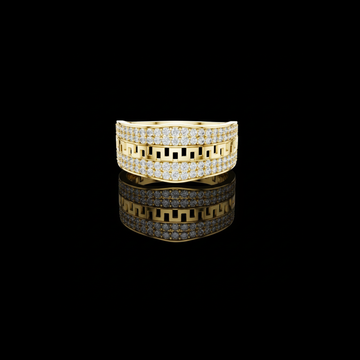 0.68 TCW Luxury Pave Set Round Lab Grown Diamond with Greek Key Pattern Statement Ring Fine Jewelry
