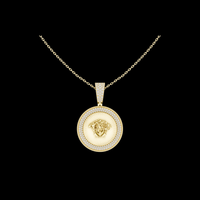 Circular Mythological Emblem Statement Charm Featuring Round Moissanite