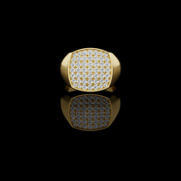 0.70 TCW Imperial Grid Pavé Lab Grown Diamond Statement Ring with Sculpted Shoulders
