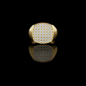 0.70 TCW Imperial Grid Pavé Lab Grown Diamond Statement Ring with Sculpted Shoulders