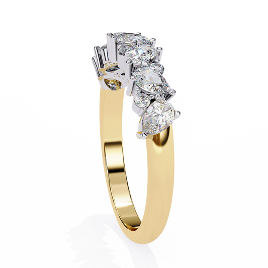 0.72 TCW Luxurious Lab Grown Pear and Round Cut Diamond Cluster Band Design For Wedding