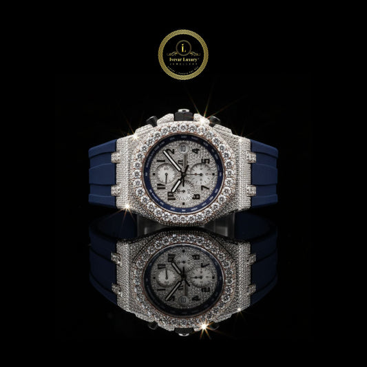 Brilliant Iced Out Watch Men’s Luxury with Rubber Strap