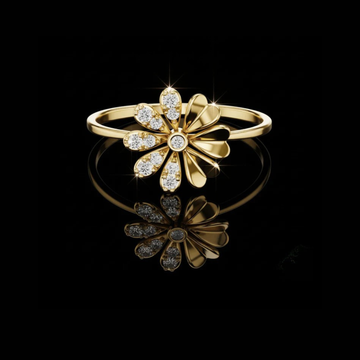 0.008 CT Daisy Flower Moissanite Round Cut Diamond Floral Ring Jewelry for Women