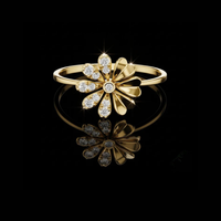 Round Cut Lab Grown Diamond Daisy Flower Ring with Bezel Center