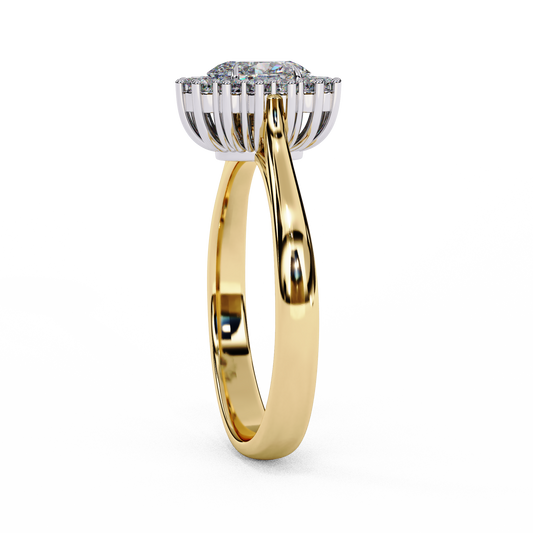 0.45 CT Vintage Inspired Oval Halo Brilliant Lab Grown Diamonds Engagement Ring