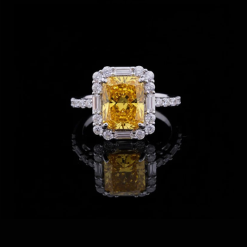 2.10 CT The Imperial Sunburst Lab Grown Diamond Ring Radiant Cut Diamond Halo Ring