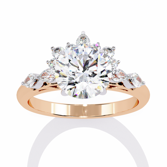 Sunburst Round Cut Moissanite Diamond Anniversary Ring