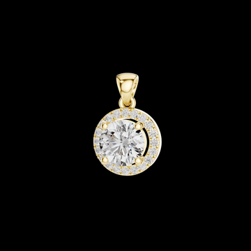 Round Cut Solitaire Halo Pendant with Center Moissanite and Accent Stones
