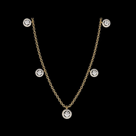 Round Cut Lab Grown Diamond Halo Station Necklace