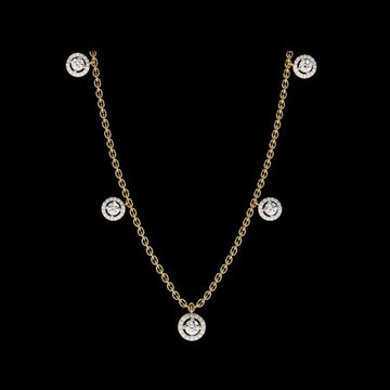 Round Cut Diamond Halo Moissanite Station Necklace
