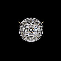 Round Cut Solitaire Halo Pendant with Center Moissanite and Cluster Accent Stones